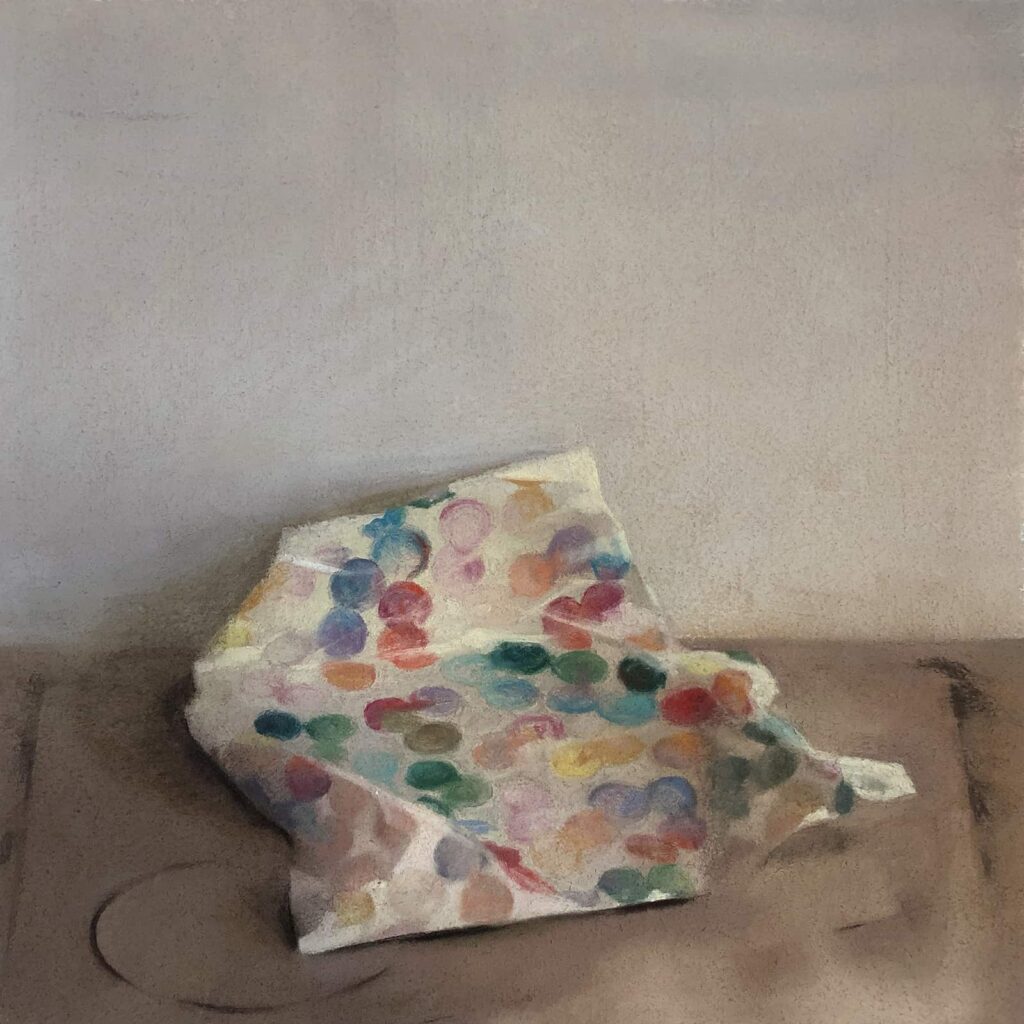 Painting of bag with polka dots