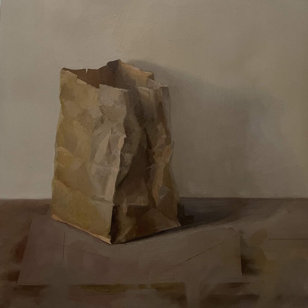 Painting of brown paper bag