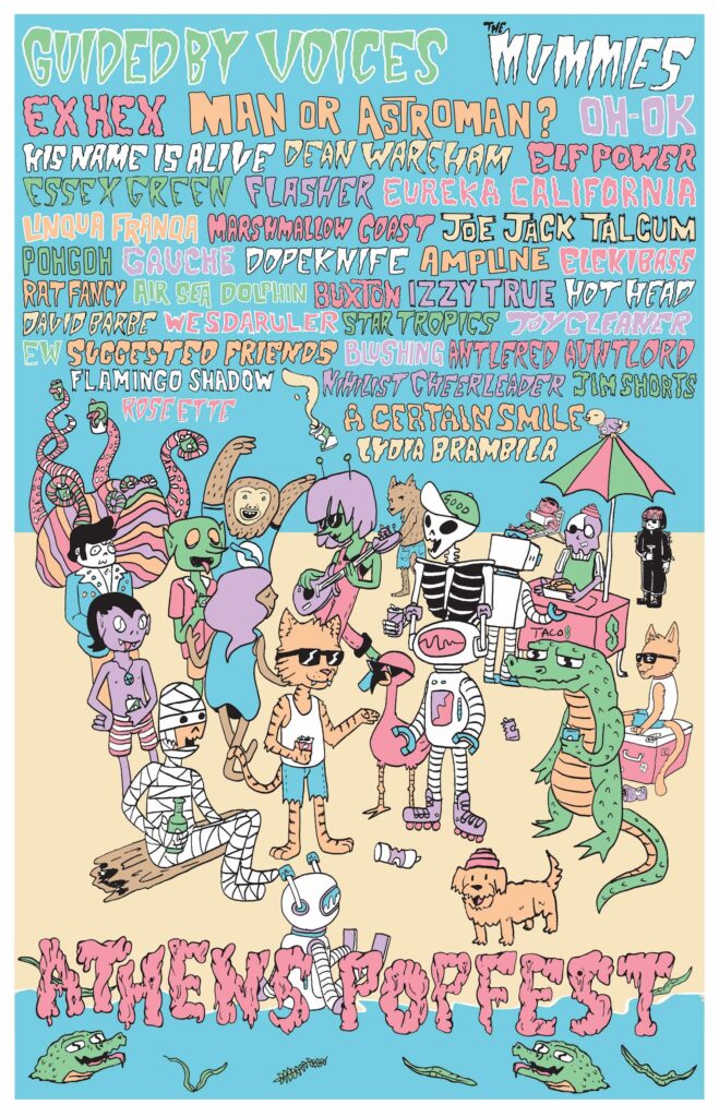 Athens Popfest Poster with bands listed