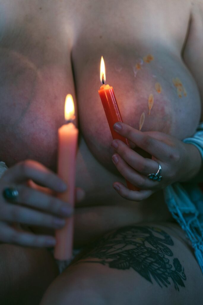 Woman holding candles