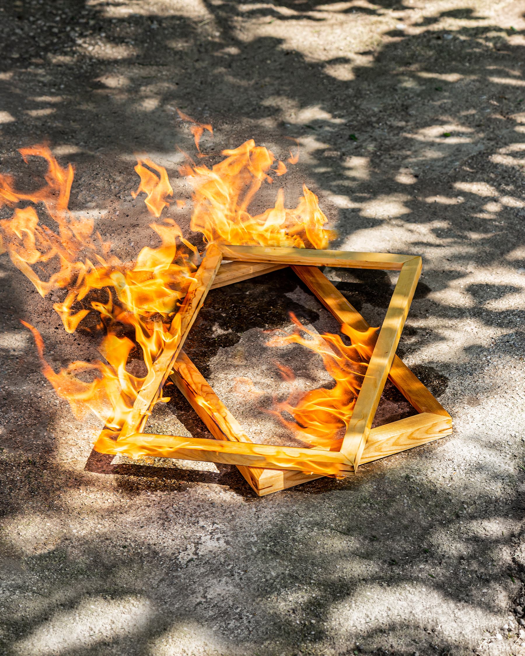 Photograph of frames on fire