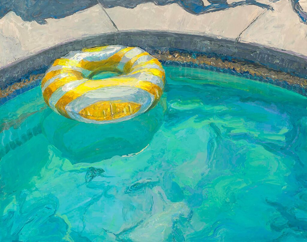 Painting of float in pool